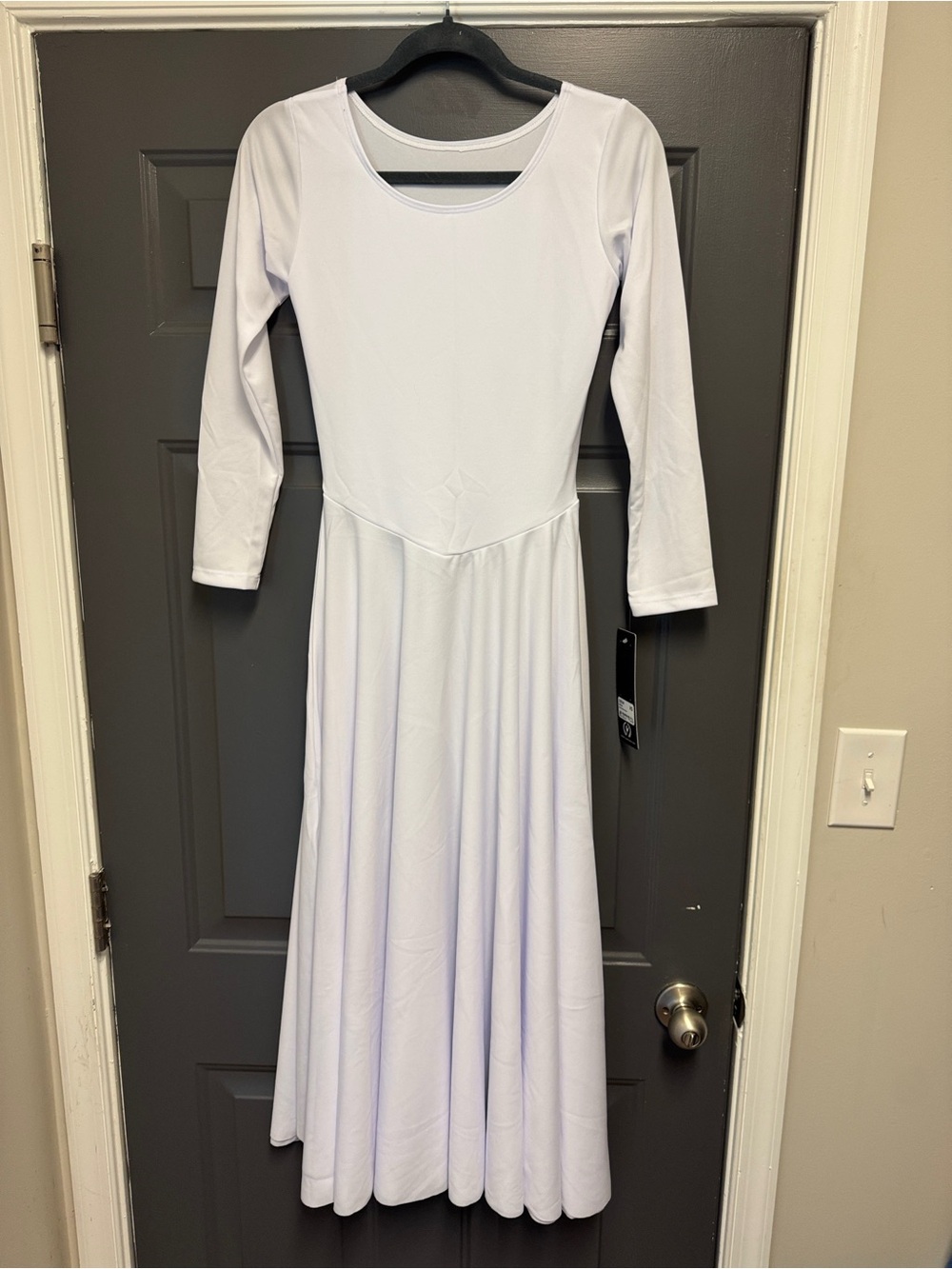 Eurotard White Praise Dance Dress Long Sleeve Maxi Liturgical XS NWT
